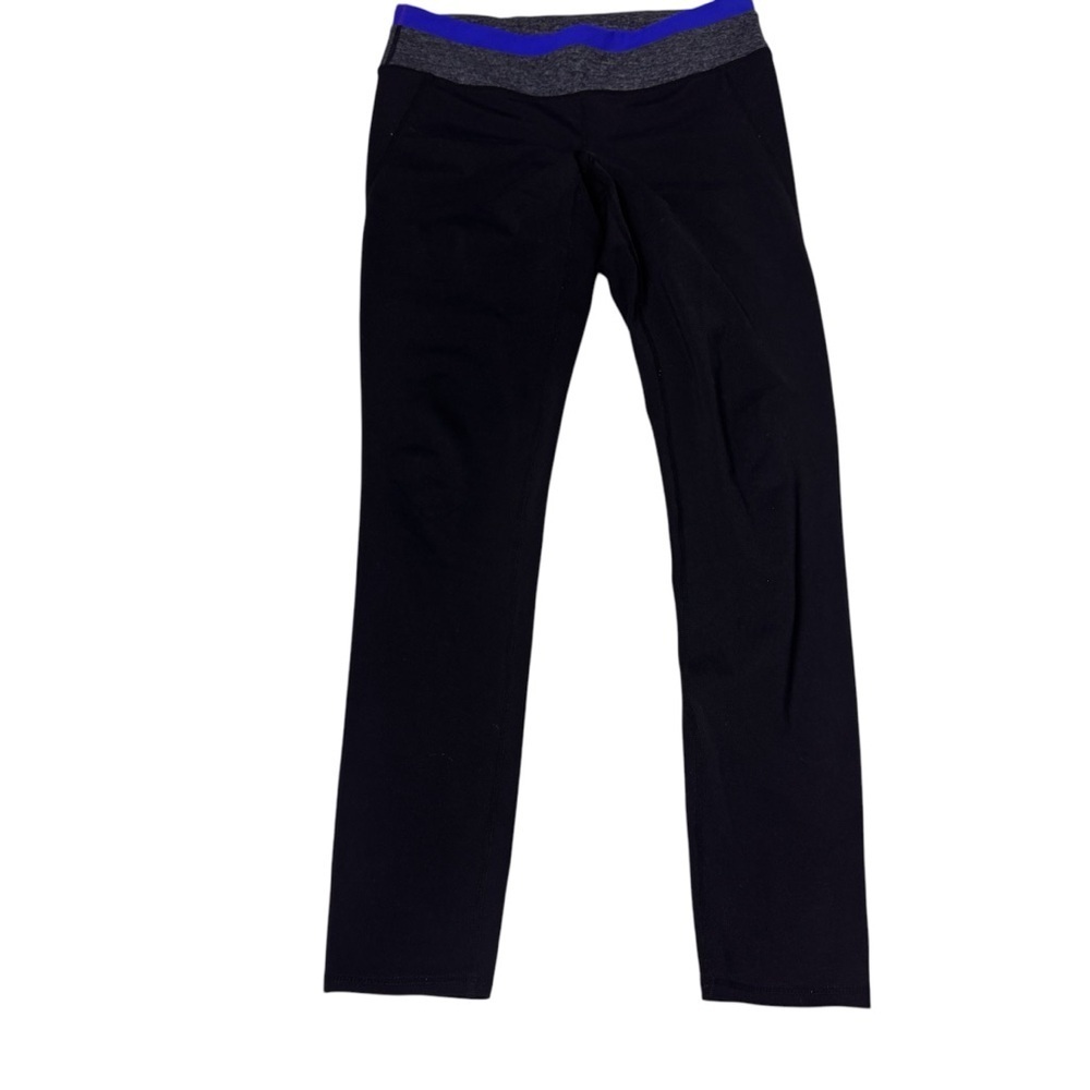 GapBody Black Leggings with Gray blue Waistband medium